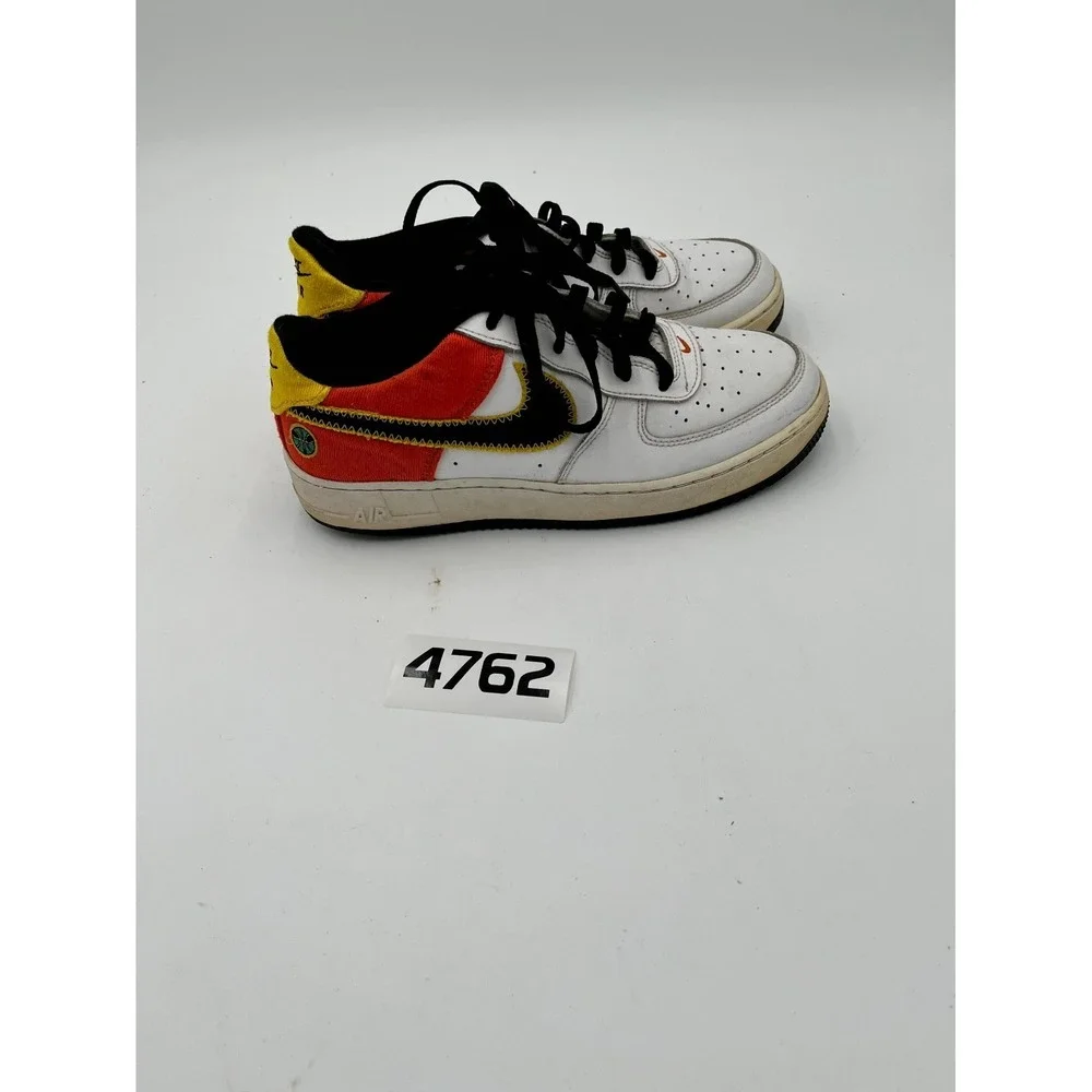 Nike Air Force 1 Low LV8 DD9530-100 Sneakers Kids 6.5Y White Orange Leather